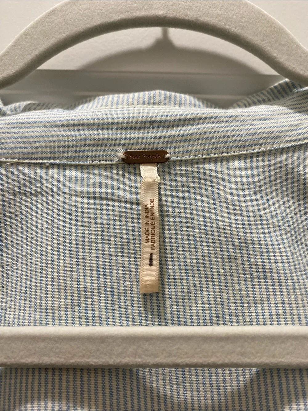 Free People Light Blue and White Striped Button-Up. NWT